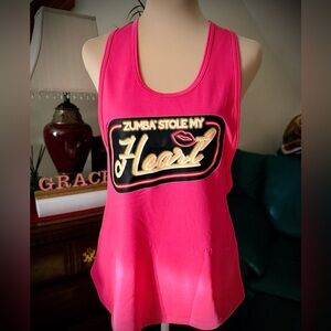 Zumba Fitness Vibrant Pink Heart Tank Top